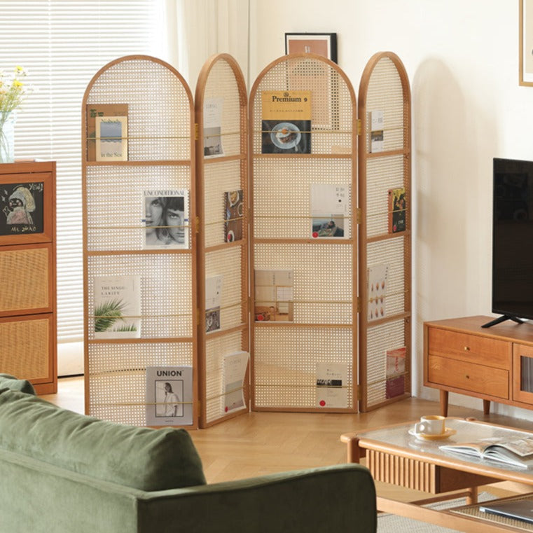 Rattan Foldable Freestanding Divider
