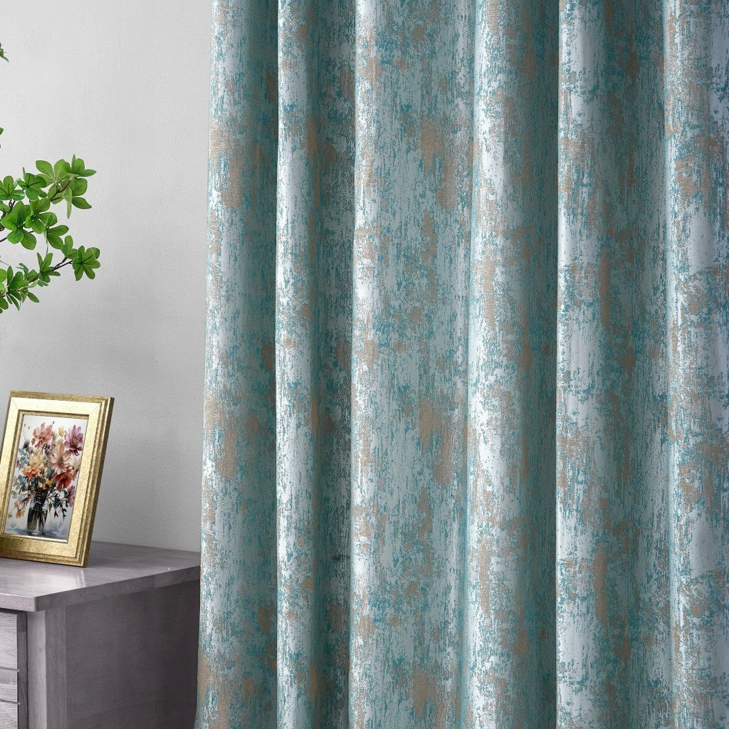 Rustica Turq Blackout Curtain With Free Hooks Rings
