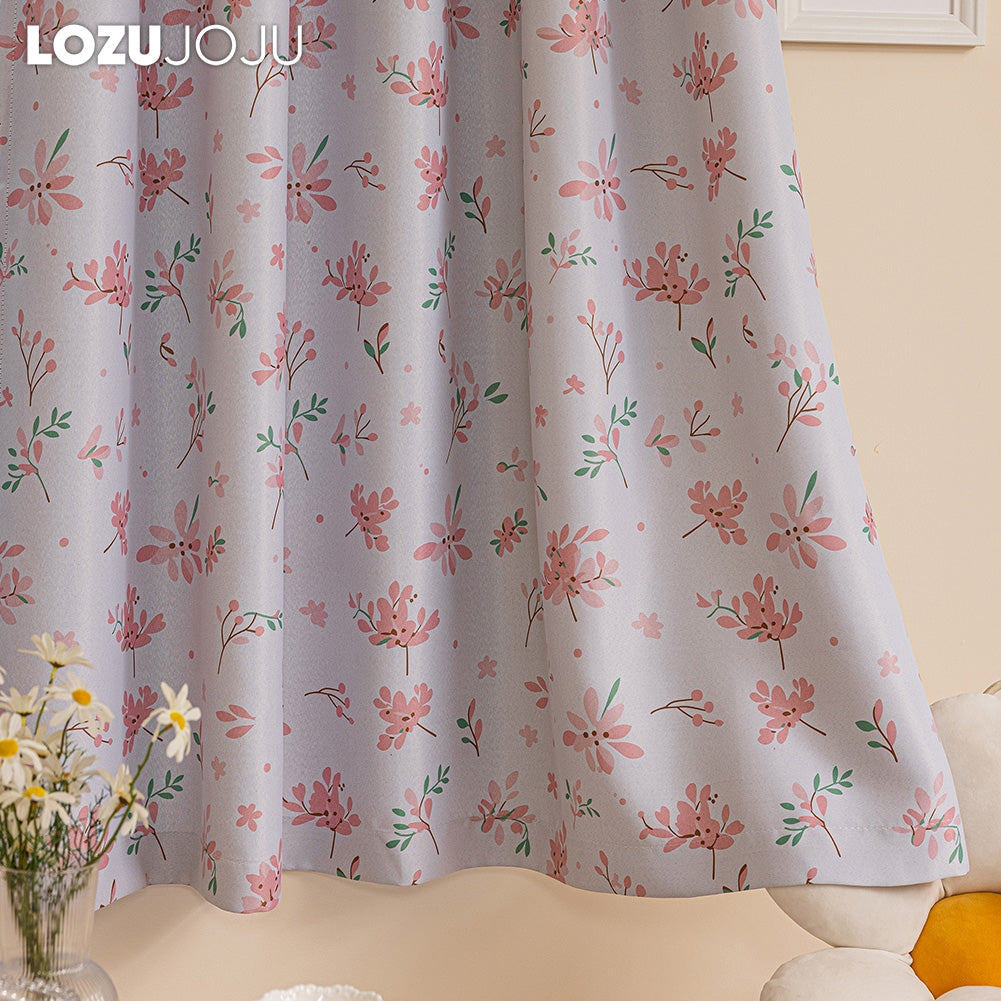 Countryside Pink Floral Blackout Short Curtain