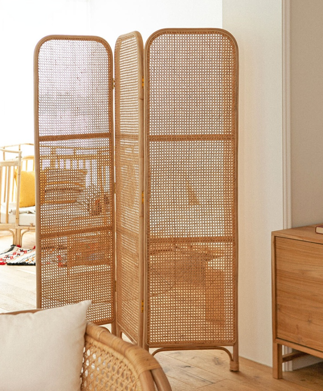 Foldable Rattan Room Divider