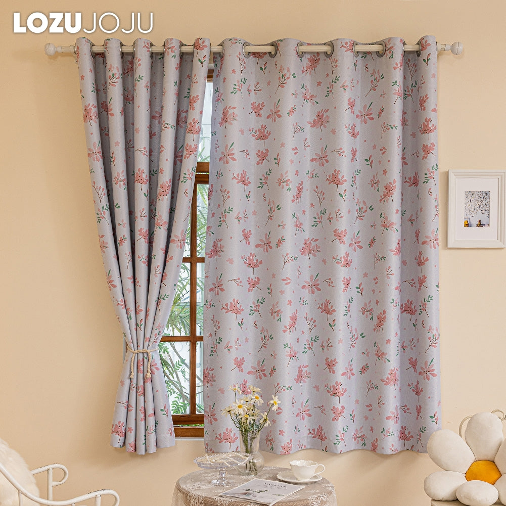Countryside Pink Floral Blackout Short Curtain