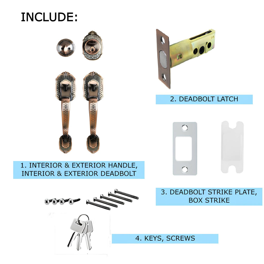 Remax Antique Copper Entrance Door Lock Set Model 78-BH103AC