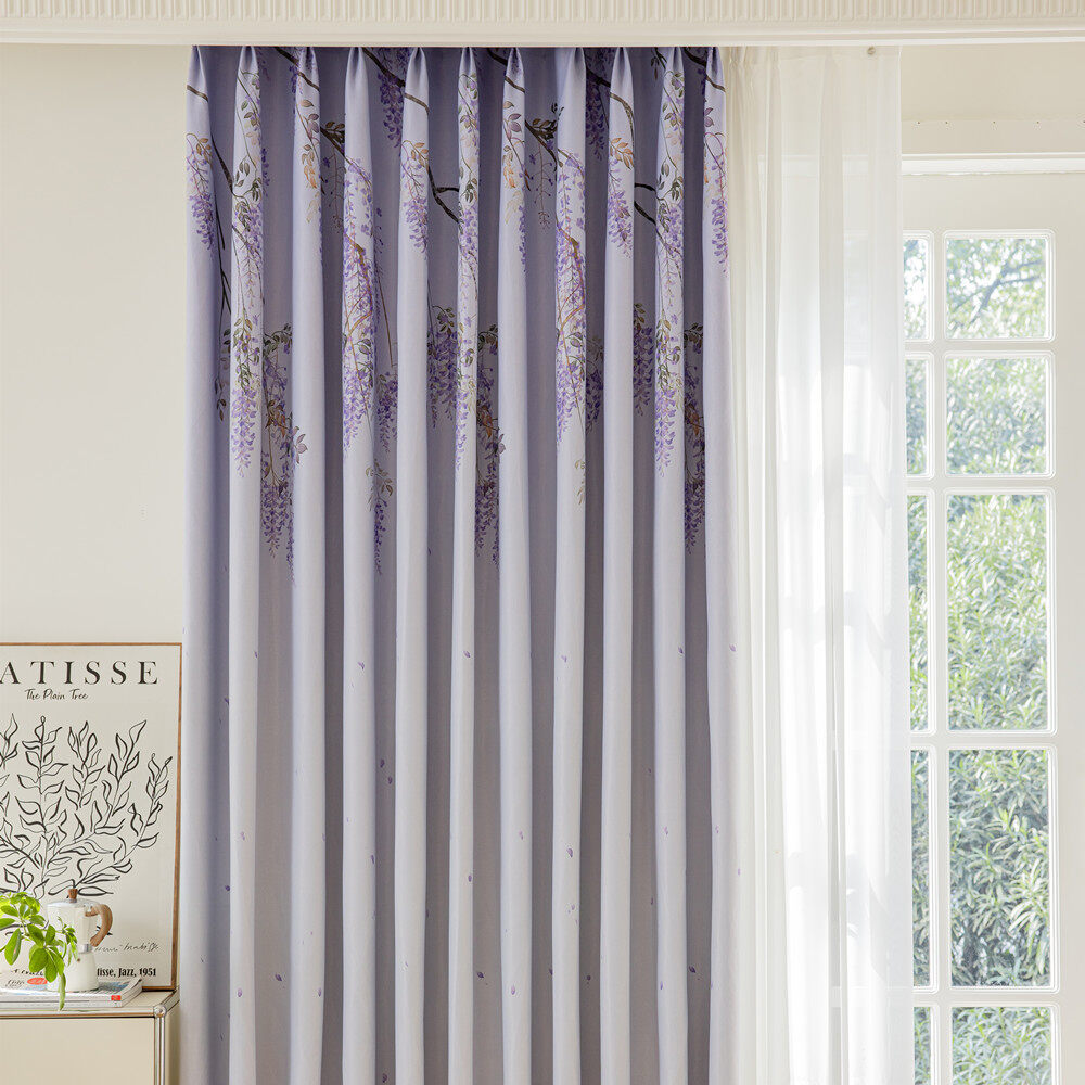 Floral Print Blackout Bedroom Window Curtain Drapes