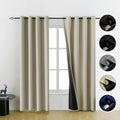 Beige 100% Blackout 2 Panels Window Curtains