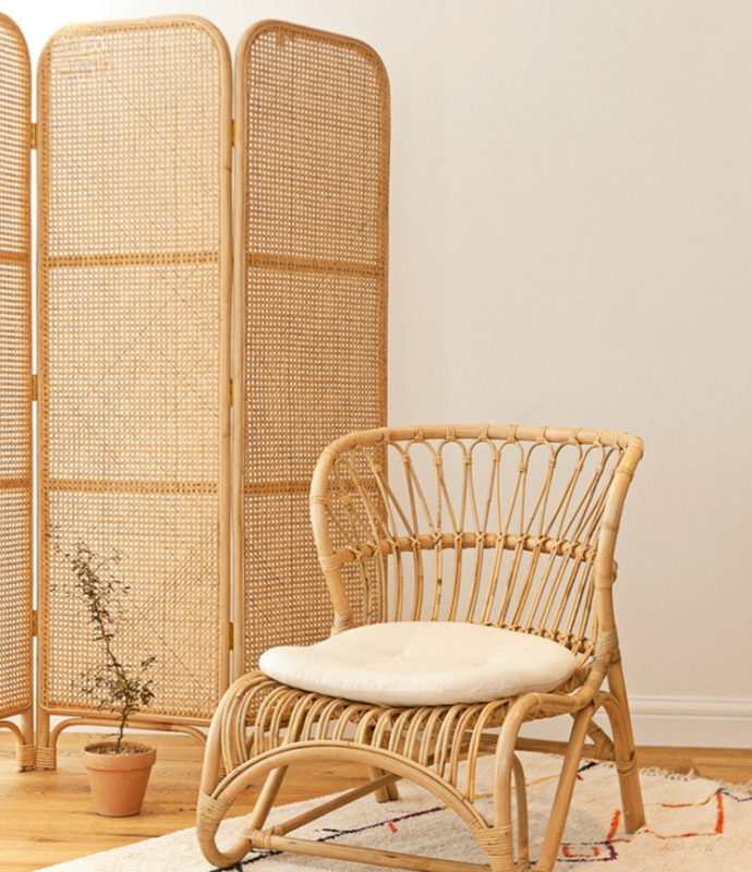 Foldable Rattan Room Divider