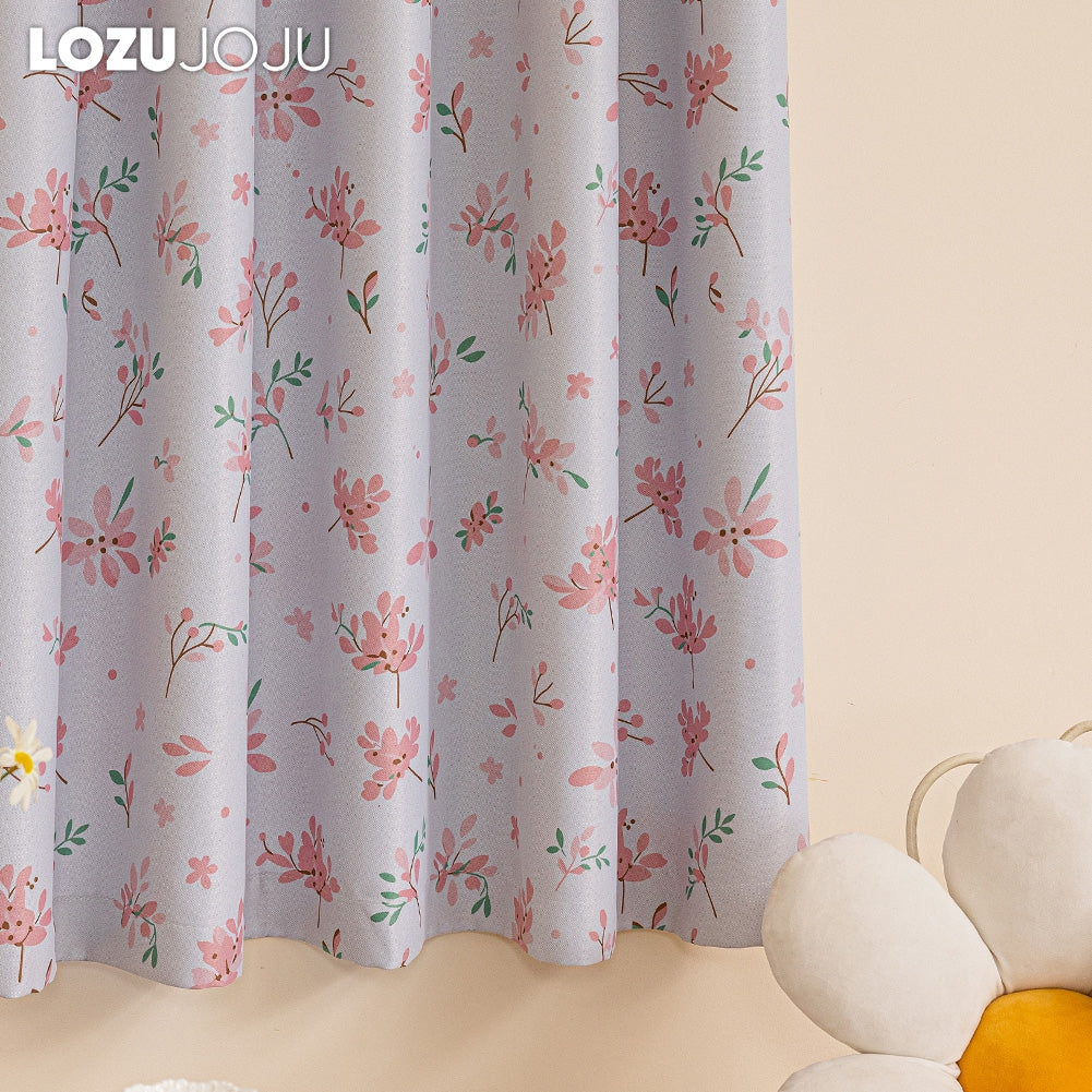Countryside Pink Floral Blackout Short Curtain