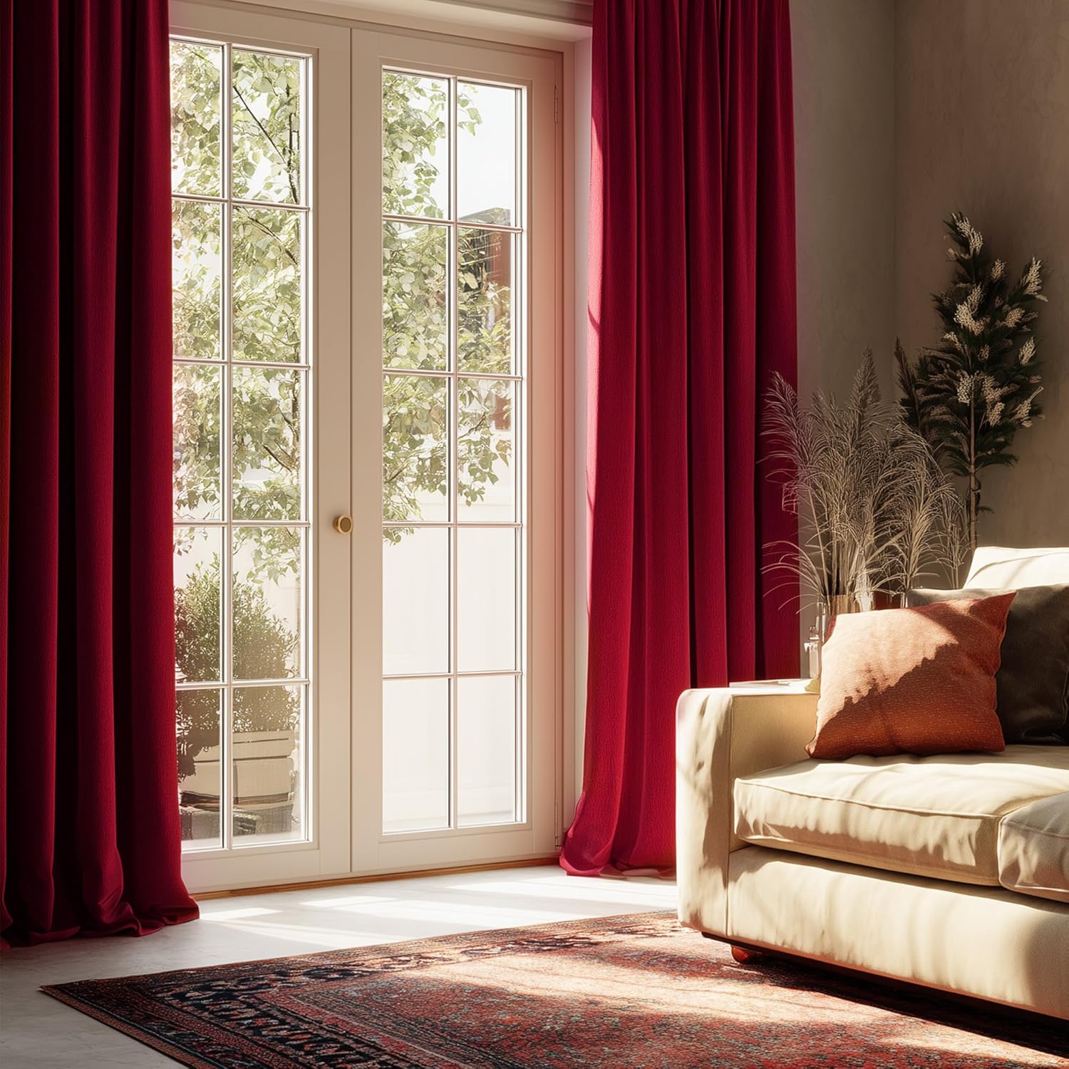 Christmas Red Velvet Heat Block Blackout Curtain