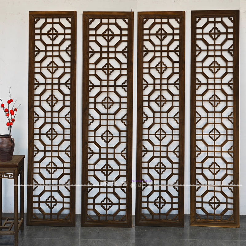 Carved Wood Hawthorn Lattice Screen