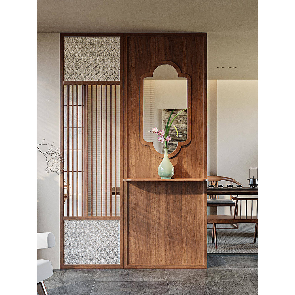 Wood Glass Storage Decorative Divider