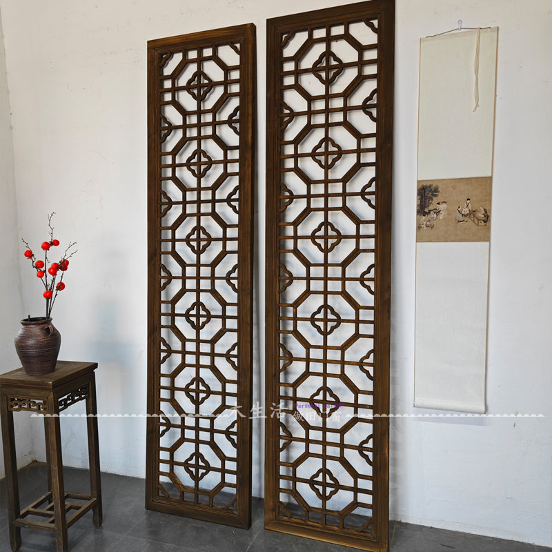 Carved Wood Hawthorn Lattice Screen