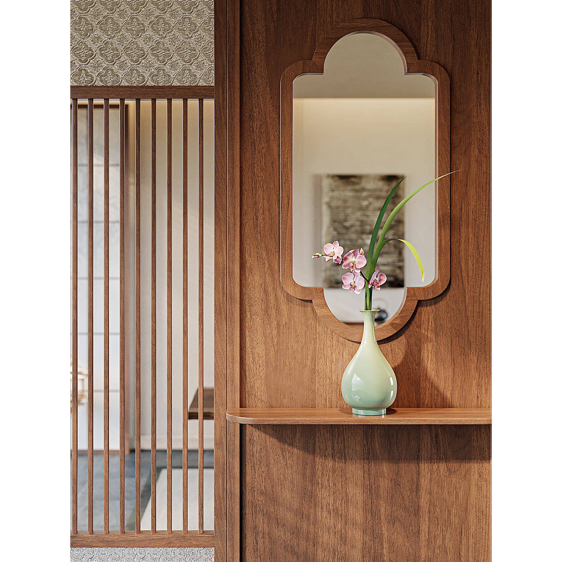 Wood Glass Storage Decorative Divider