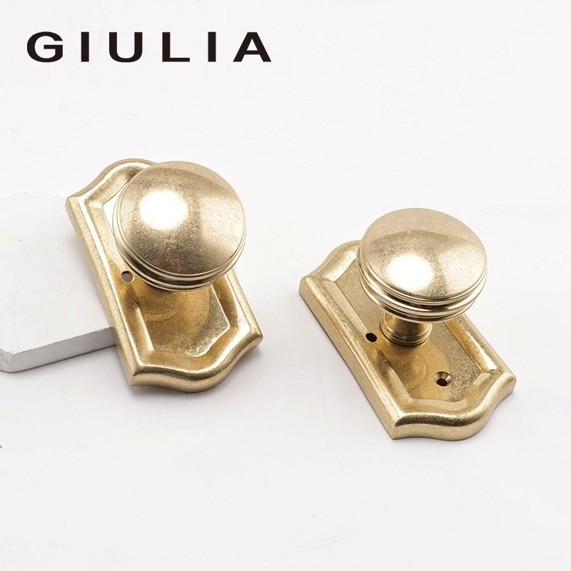 French Antique Solid Brass Mute Door Lock Set
