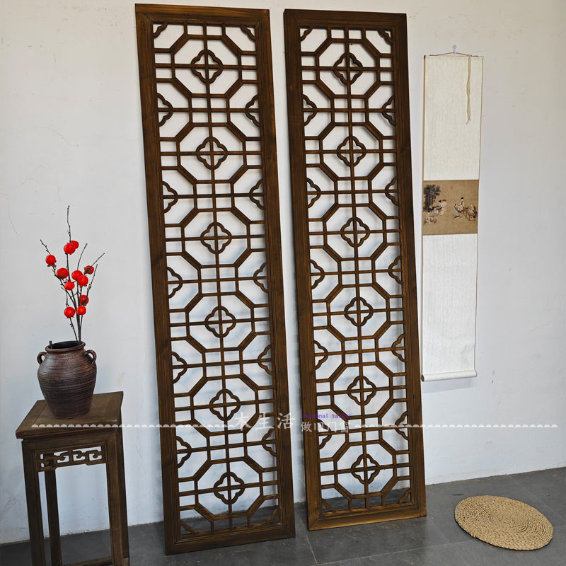 Carved Wood Hawthorn Lattice Screen