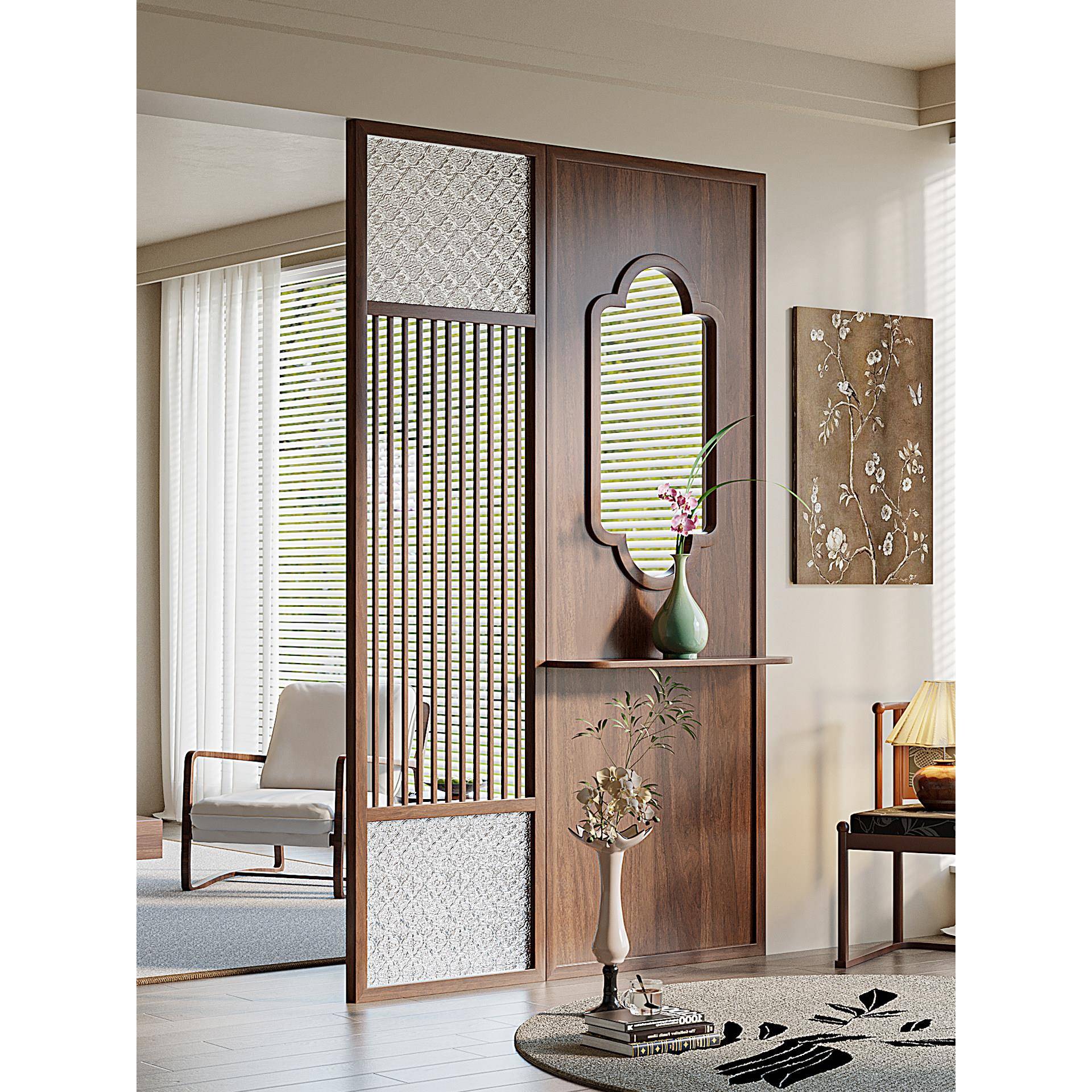 Wood Glass Storage Decorative Divider