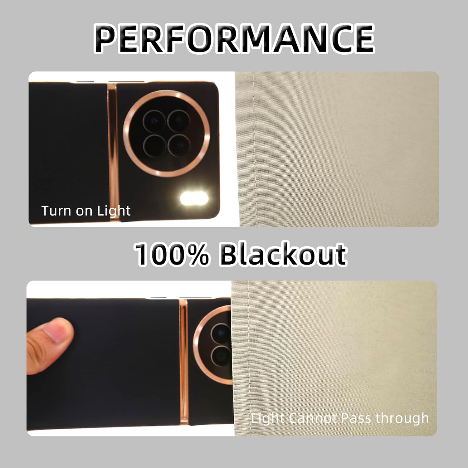 Beige 100% Blackout 2 Panels Window Curtains