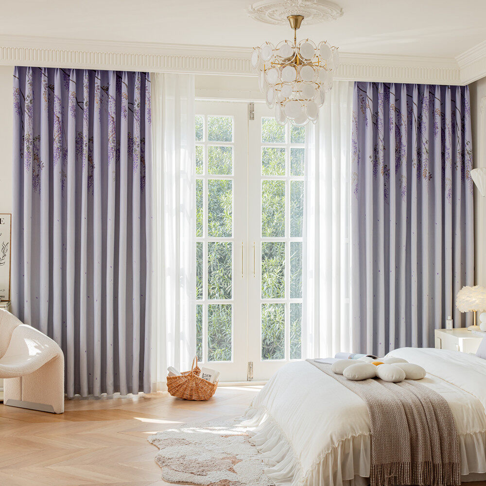 Floral Print Blackout Bedroom Window Curtain Drapes