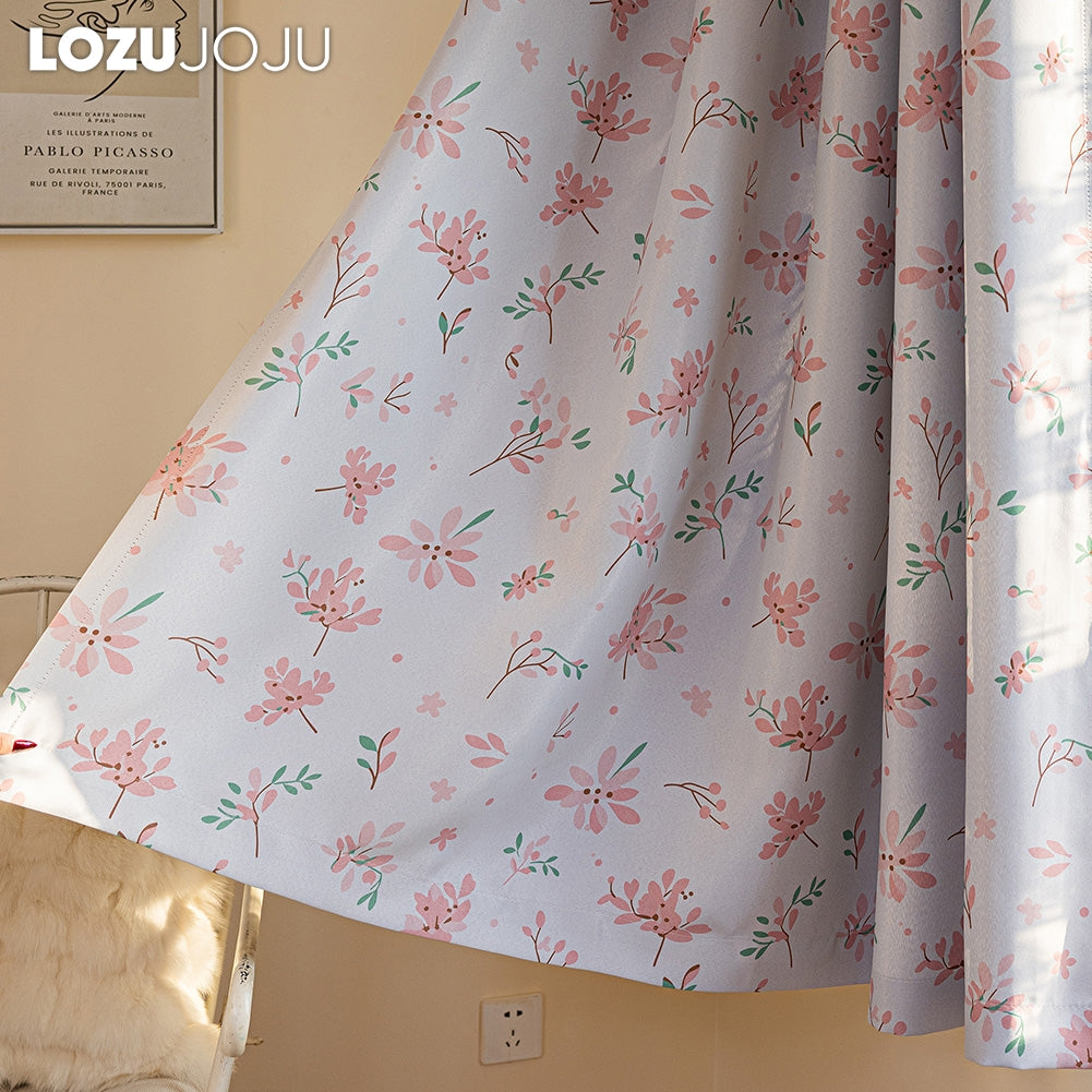 Countryside Pink Floral Blackout Short Curtain