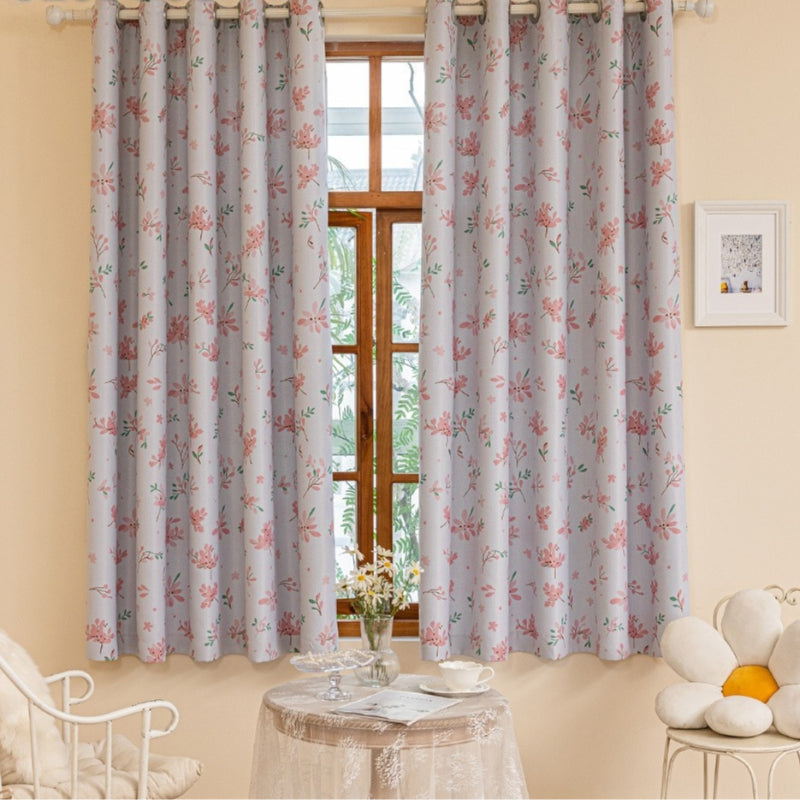 Countryside Pink Floral Blackout Short Curtain