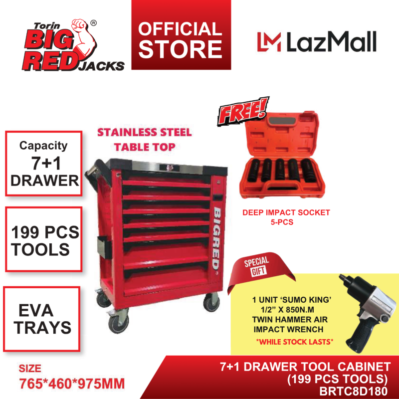 8 Drawer Multi-Layer Tool Cabinet 199PCS Tools