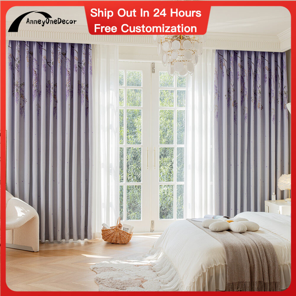 Floral Print Blackout Bedroom Window Curtain Drapes