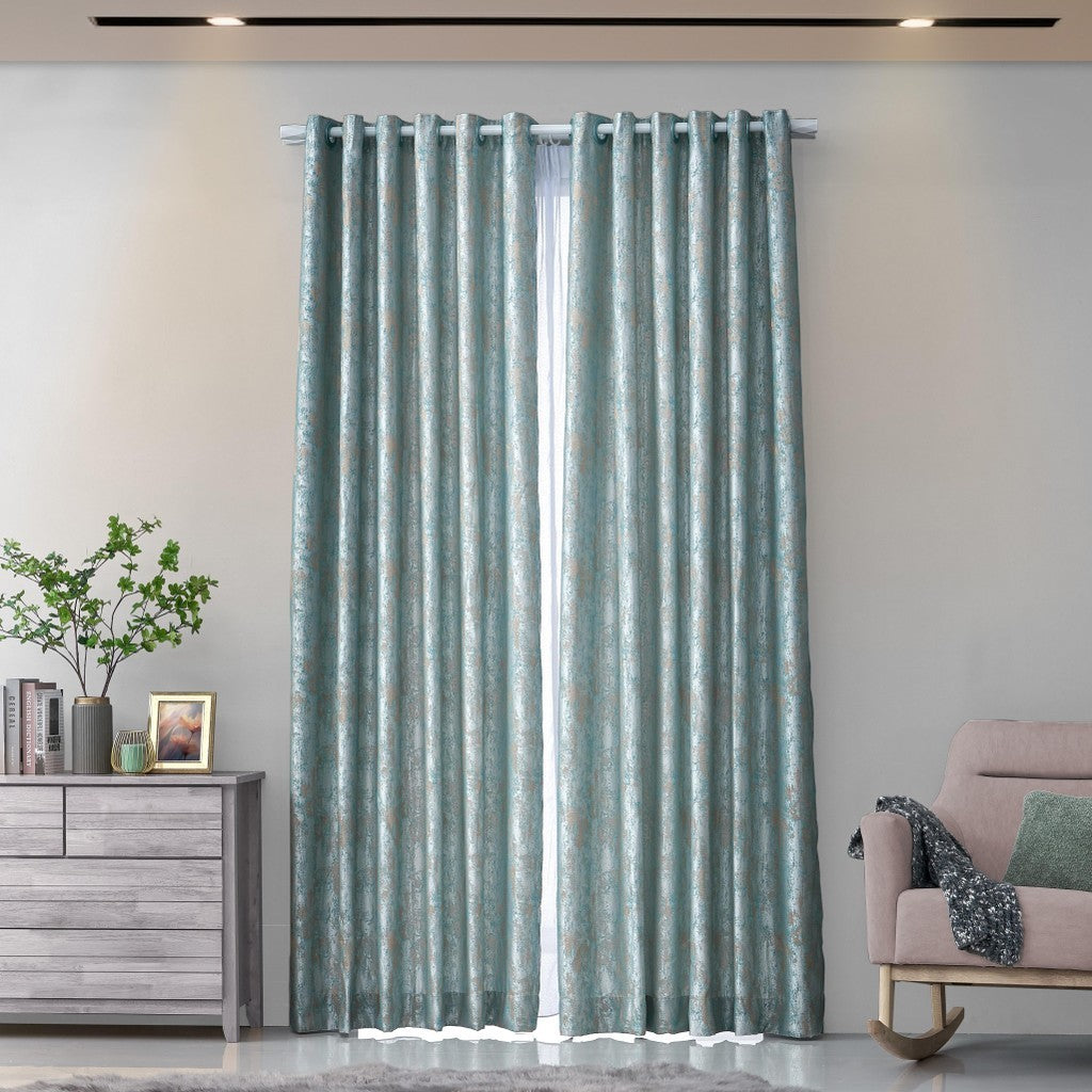 Rustica Turq Blackout Curtain With Free Hooks Rings