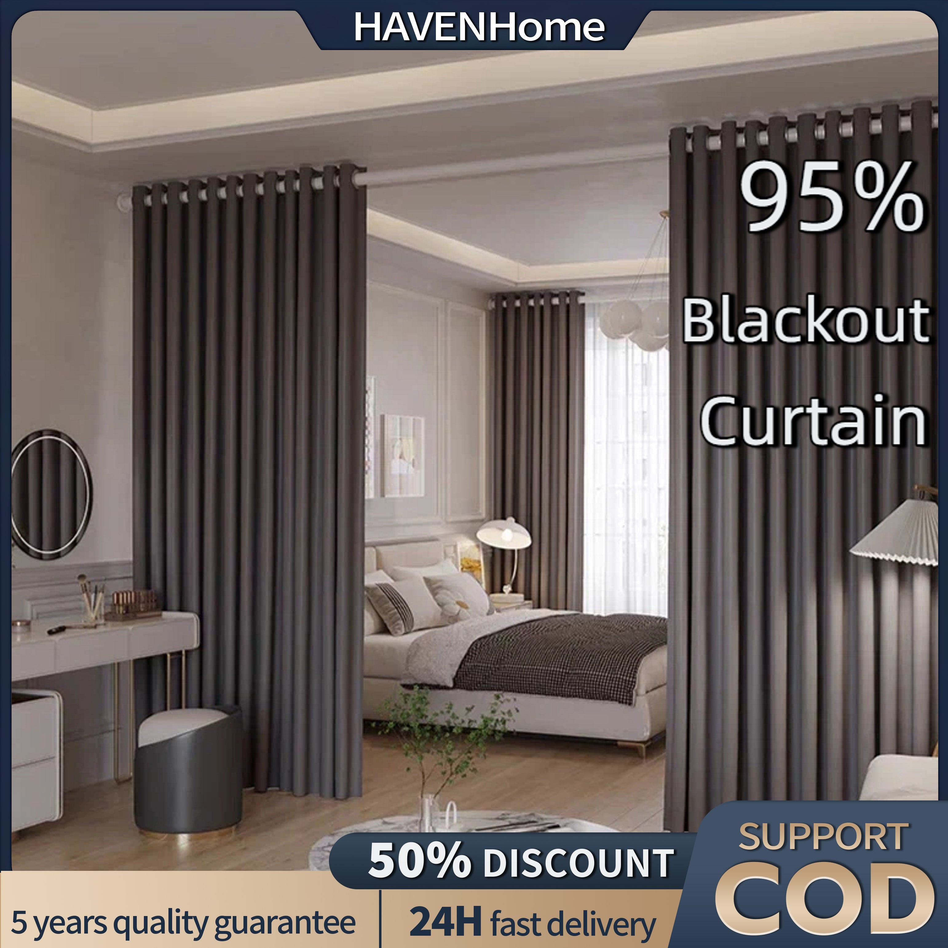 Eyelet Modern UV Block Blackout Curtains